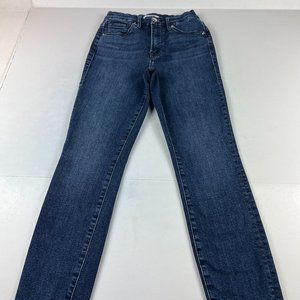 Good American Jean Womens 0 Good Legs Ankle Skinny Blue Frayed Hem Stretch Denim